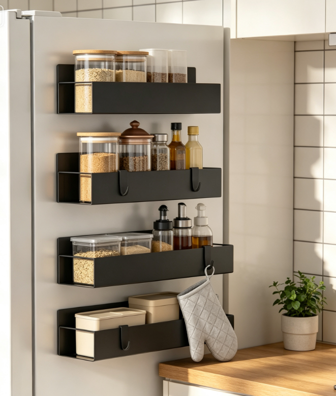 Magnetic Refrigerator & Oven Metal Condiment Rack